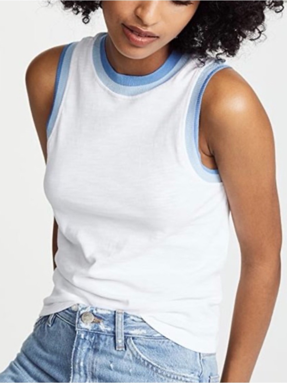 Rag And Bone Jolie Racerback Tank S White/Blue